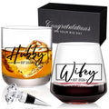 comfit Wedding Gifts for Couples 2026,Bridal Shower Gifts, His and Hers Gift,Whiskey Wine Glasses with Diamond Wine Stopper Set，Anniversary Christmas Gift for Couples，Hubby and Wifey