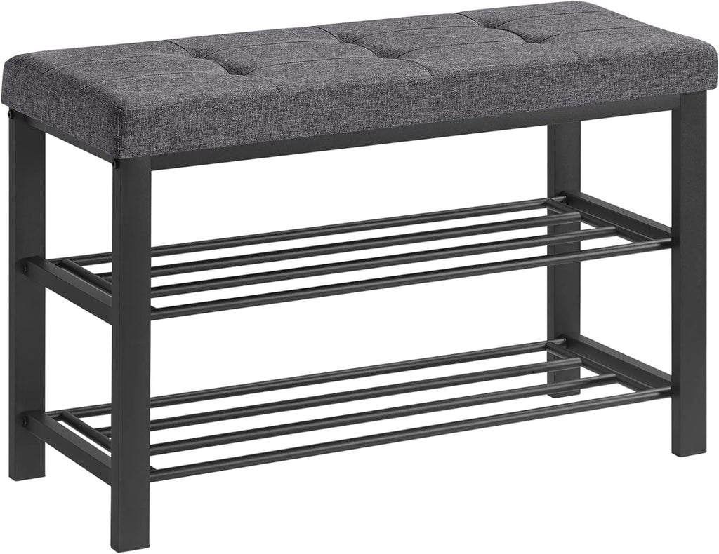 SONGMICS Shoe Bench - Modern Storage Solution with Cushion | Space-Saving Entryway Design in Dark Gray & Ink Black