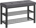 SONGMICS Shoe Bench - Modern Storage Solution with Cushion | Space-Saving Entryway Design in Dark Gray & Ink Black