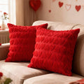 Dqwtb Valentines Pillow Covers Set of 2 18x18 Inch Red Heart Love Decorative Throw Pillows Soft Plush Fabric Hidden Zipper for Valentines Day Bedroom Sofa Holiday Home Decor