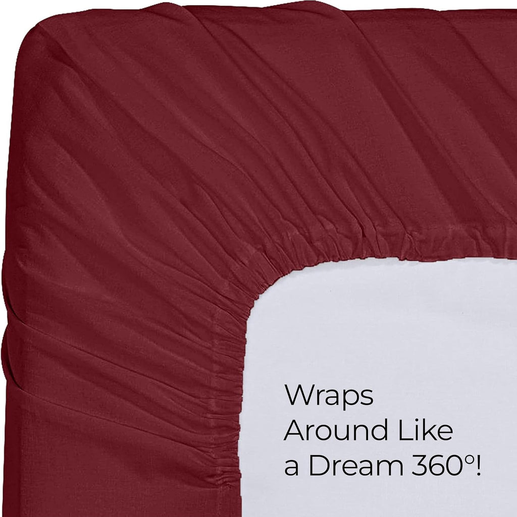 Utopia Bedding Full Fitted Sheet - Deep Pocket Microfiber - Soft & Fade Resistant - Red Burgundy