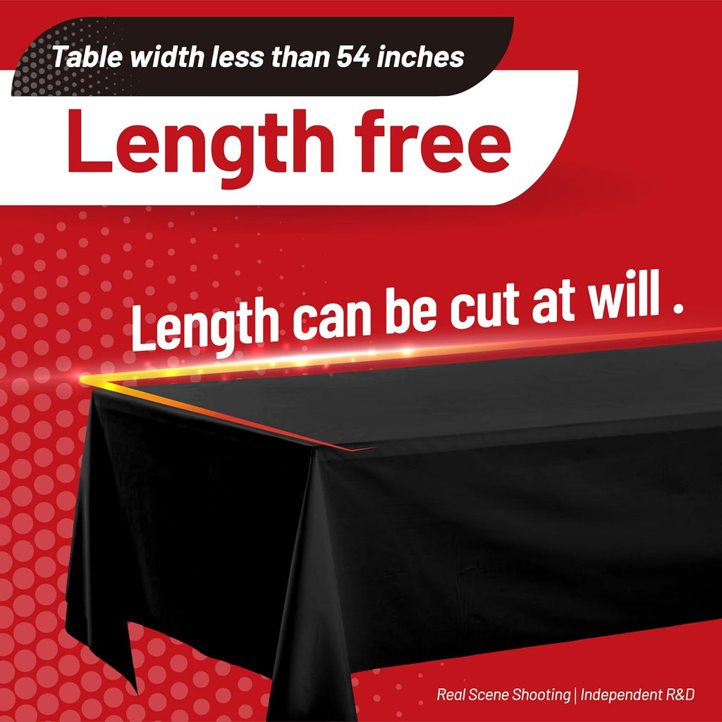 Premium PEVA Plastic Tablecloth Roll - 310 Ft x 54 In | Waterproof Black Disposable Cover for Parties & Events