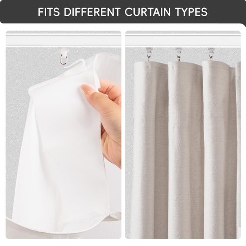 Ceiling Curtain Track, Curtain Track with Roller Hooks, 6ft - 9ft Ceiling Mounted Rail Set for Room Divider, White