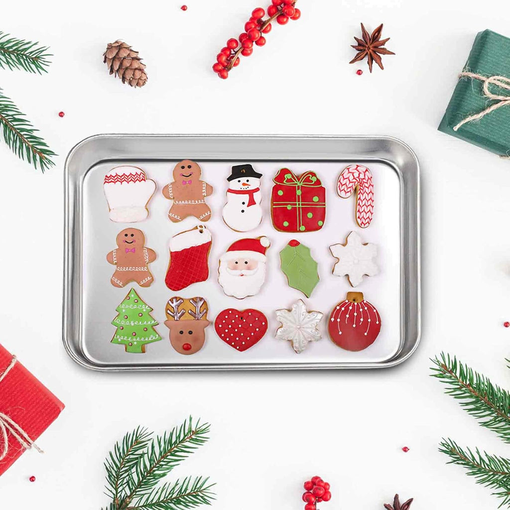 TeamFar Stainless Steel Toaster Oven Pan - Heavy Duty, Deep Edge, Dishwasher Safe | 8''x10.5''x1''