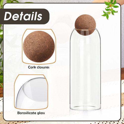 Suclain 6 Pcs 6 Pcs Glass Jars with Cork Ball Lid Farmhouse Kitchen Canisters Coffee Bar Countertop Container Rustic Storage Jars for Bean Nut Sugar Coffee Tea Organizer Housewarming Gift (40 oz)