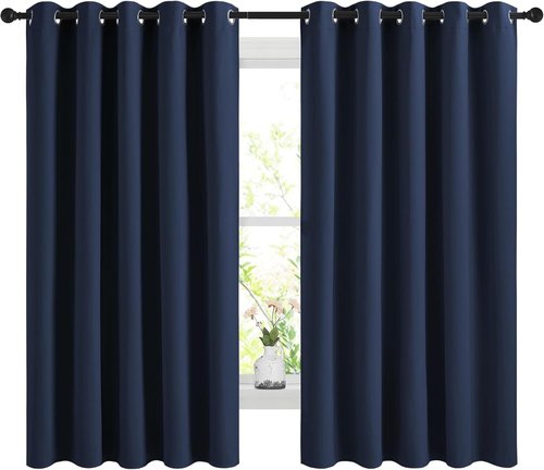 NICETOWN Blackout Curtains - Noise Reducing Thermal Insulated Drapes | 66 x 60 Inch, Navy, 2 Panels