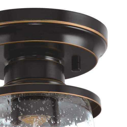 Westinghouse 6113000 Emma Jane 7 Inch Vintage-Style One-Light Outdoor Semi Flush Mount Ceiling Light, Amber Bronze Finish, Clear Seeded Glass