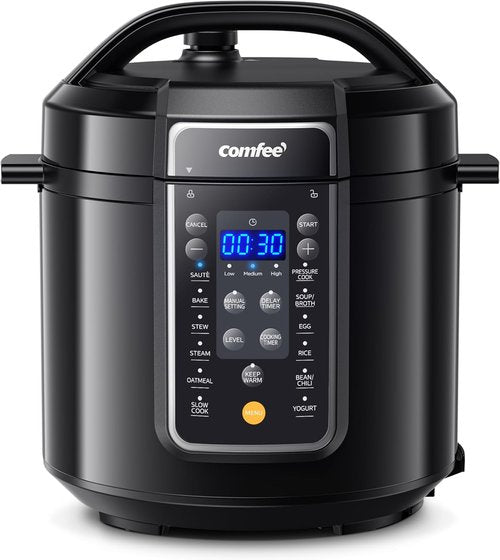 Comfee’ 12-in-1 Electric Pressure Cooker - Versatile Multi-Cooker with Non-Stick Pot | 6 Quart Black