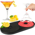 1 Pack Margarita Salt Rimmer Set - TonJin Salt and Sugar Rimmer with Sponge for Cocktails, All-in-One Dishwasher Safe Glass Rimmer Barware Tool for Margarita & Mojitos (Black)