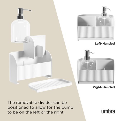 Umbra Sling Sponge Holder Sink Caddy with Dish Soap Dispenser Pump for Kitchen