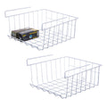 Lonians 2-Pack Under Shelf Hanging Storage Baskets - Metal Wire Rack Organizer for Kitchen, Pantry, Cabinet, Bathroom, Desk - Space Saving Shelf Extender (White, Large)