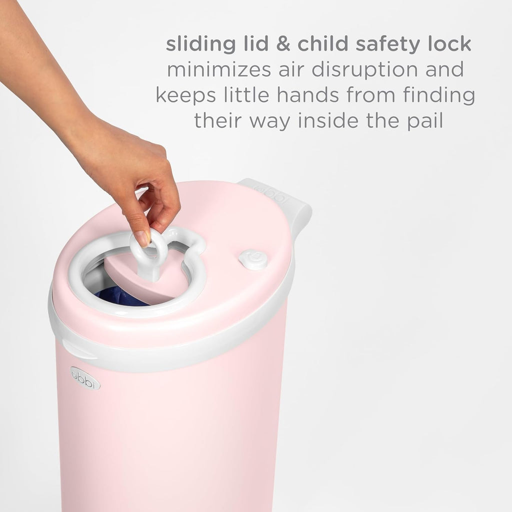 Ubbi Steel Diaper Pail - Odor Locking Design, No Special Bag Needed | Award-Winning Blush Pink