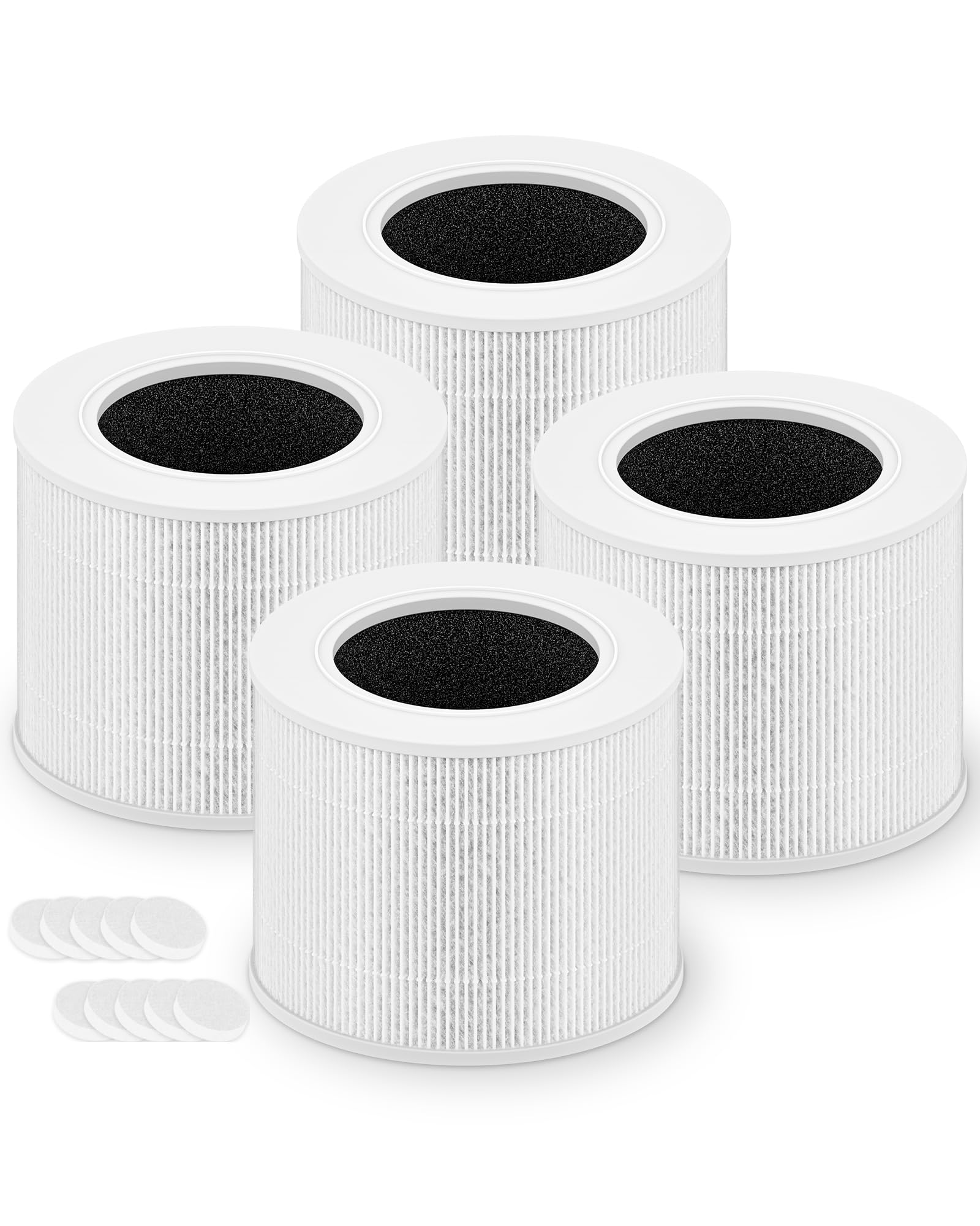 PETOX Core Mini Replacement Filter for LEVOIT Core Mini and Core Mini-P Air Purifier, 3-in-1 High-Efficiency Activated Carbon Filter, Core Mini-RF, 4 Filter & 10 Fragrance Sponge