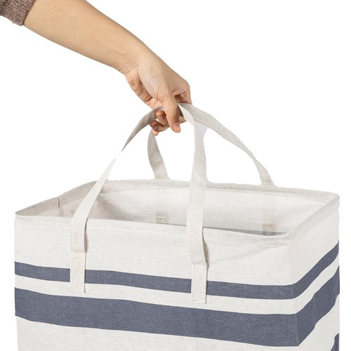 MANYOND 2 Pack Laundry Baskets 100L Extra Large, Waterproof Freestanding Collapsible Laundry Hamper with Reinforced Handles, Blue Clothes Hamper for Dorm, Bathroom, Bedroom, Laundry Room