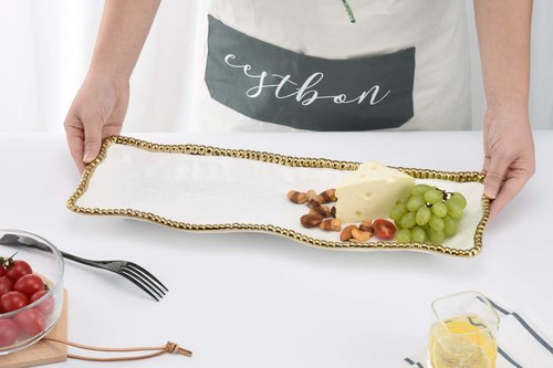 Pampa Bay Golden Salerno Porcelain Rectangle Serving Piece