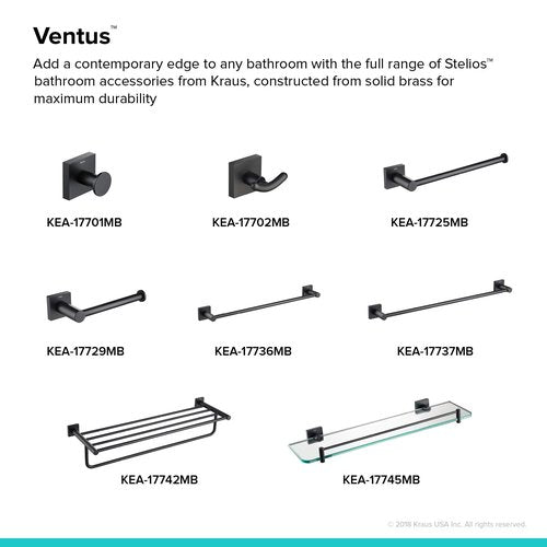 Kraus Ventus Bathroom Robe and Towel Hook, Matte Black Finish, KEA-17701MB
