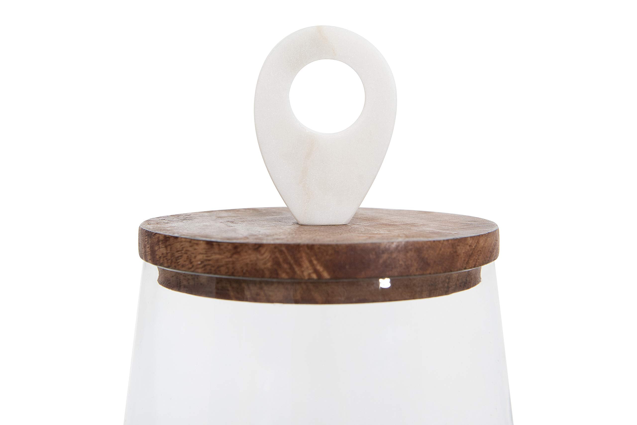Small Clear Glass Jar with Mango Wood & Marble Lid