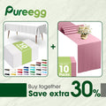Pureegg Disposable Table Set - 10 Pack White & Pink Tablecloths (54''x108'') & Runners (14''x108'') - Leakproof & Stain-Resistant for Events