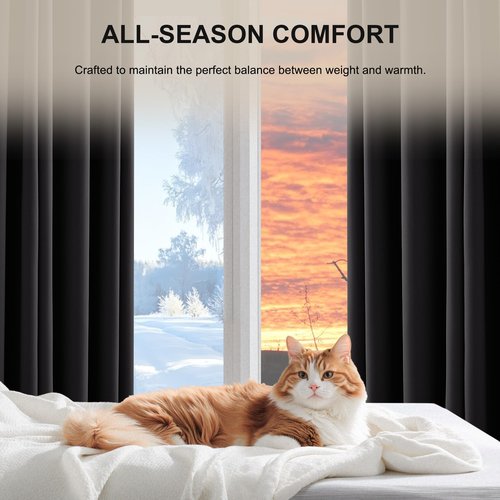 NICETOWN 100% Black Out Curtains 84 inch Long for Living Room, Rod Pocket Blackout Window Treatment Thermal Curtains & Drapes for Bedroom, W52 x L84, 2 Panels