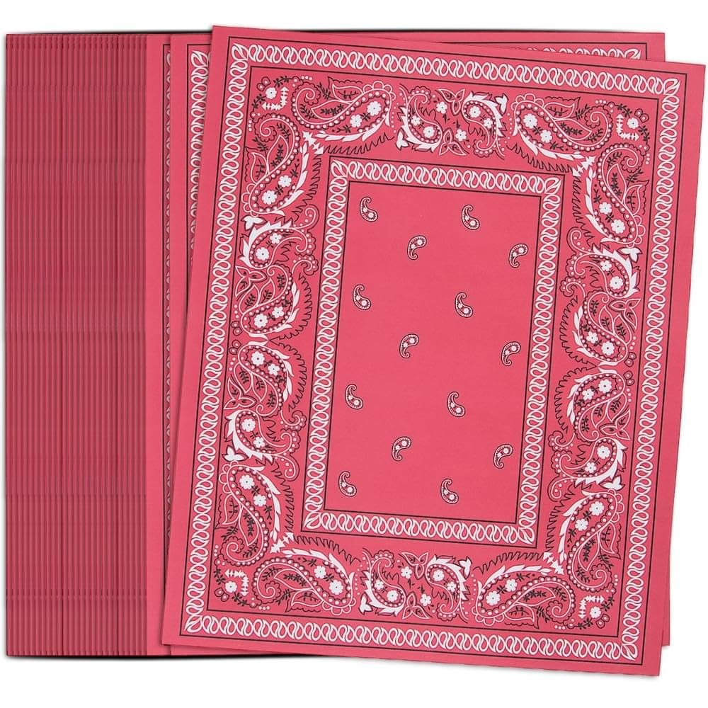 Western Themed Paper Placemats - Red Bandana Deisgn - BBQ and Cowboy Party Supplies - Bulk Set of 50