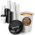 Vplus 500 Pack 12 OZ Paper Coffee Cups, Disposable 12 OZ Coffee Cups With Lids, Cold/Hot Drinking, For Home, Traveling, Stores, Office, And Events