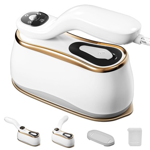 MiTdir Portable Clothes Steamer 175x80mm Ceramic Glaze Panel Iron LCD 220ml Water Tank 1200W&15s Fast Heat Up 4-speed Steamer for Clothes of all Fabrics Dry&Wet Iron for Home Travel Business Trip