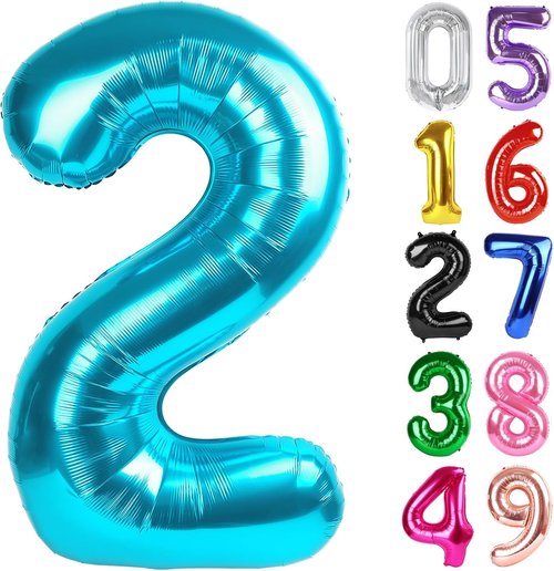 Light Blue Number 2 Balloon - 40 Inch 2nd Birthday Decoration for Toddlers | Sparkling Party Decor