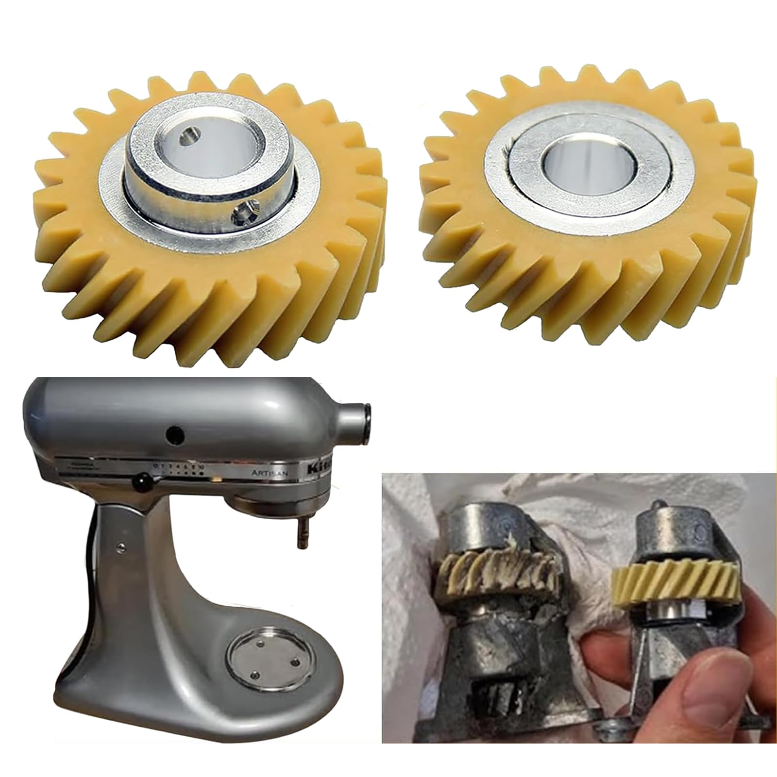 (2/Pack) W10112253 Mixer Worm Gear Compatible with Whirlpool & KitchenAid Mixers Gear Replace Parts 4162897 4169830 AP4295669 PS11748374 4161531 WPW10112253