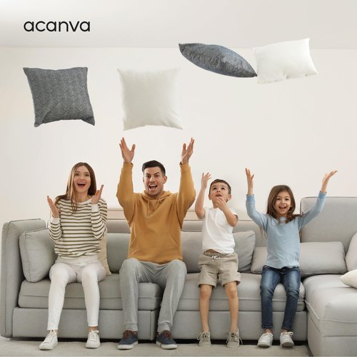 Acanva 24x24 Throw Pillow Inserts Set of 4, Premium Polyester Fiber Fill Square Sham Stuffer Cushion for Sofa, Bed, Couch and Chair, Machine Washable, White