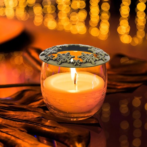 Healeved Christmas Candle Topper - Golden Metal Snowflake Shade for Even Burning | Holiday Decor