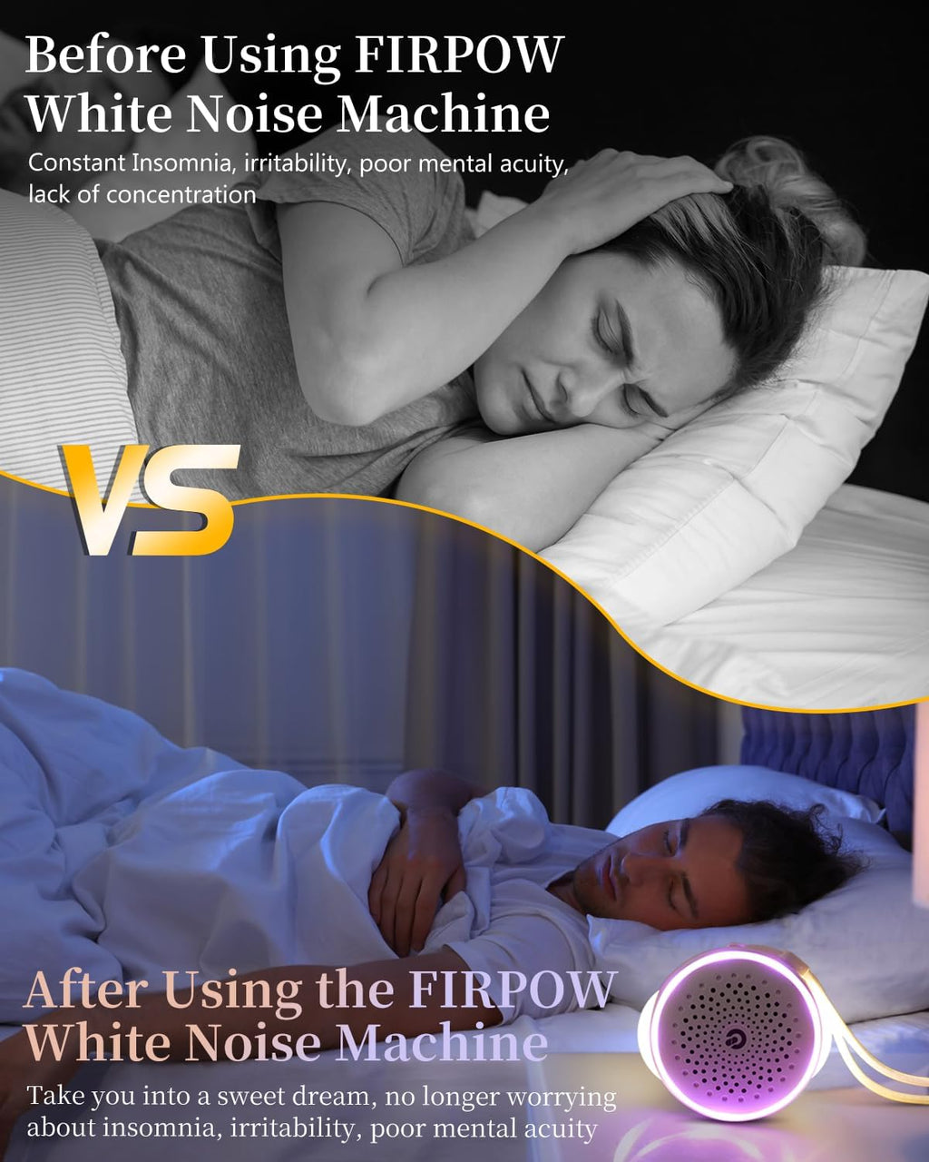 White Noise Sound Machine - 27 Soothing Sounds with Timer & Memory Function | Portable for Home, Office & Travel