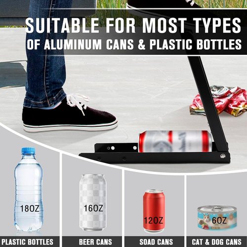 Foot Can Crusher for Recycling, Heavy Duty Floor Can Crusher Smasher for Soda,Heavy Duty Portable Pedal Steel Floor Can Smashers for Beer Cans, Canned Pet Food, Metal/Plastic Bottle Soda Can Crushers