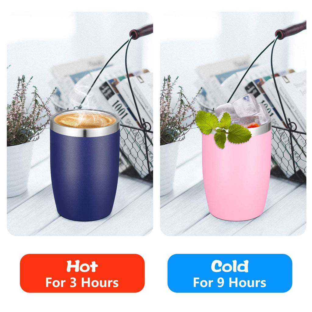 VEGOND Stainless Steel 12 oz Tumblers bulk Vacuum Insulated Double Wall Travel Tumbler with Lid and Straw Reusable Tumbler,Navy Blue 12 pack