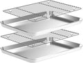 CEKEE Stainless Steel Baking Sheet Set - 2 Quarter Pans with Wire Racks | Non-Toxic, Heavy Duty, Easy Clean - 12 x 10 x 1 Inch