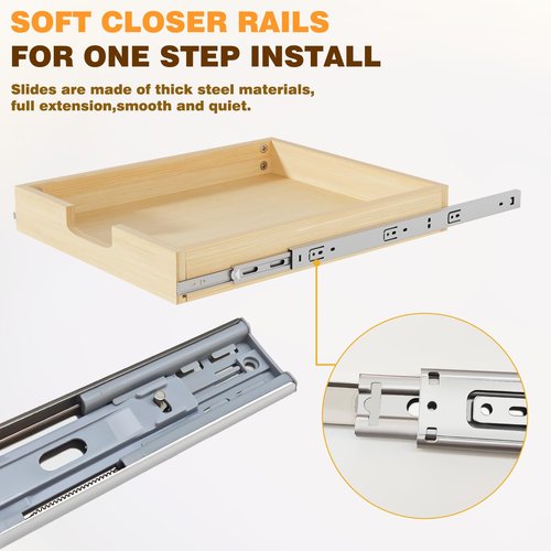 Grehitk Pullout Cabinet Organizer, 26''W×21''D×3''H Slide Out Shelves for Kitchen Cabinets, Pull out Drawers for Kitchen Cabinets, Pantry, Bathroom, & Storage Organization