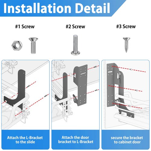 FOROIRON 5WB-DMKIT Door Mount Kit Compatible with Rev-A-Shelf 5WB1 5WB2 5CW2 Series Basket RV Shelf Door Mount Kit for Kitchen Base Cabinet Organizer