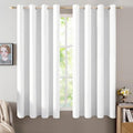 MIULEE Blackout Curtains - 100% Thermal Insulated Linen Textured Drapes | Bright White, 52 x 45 Inch (2 Panels)