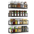 Umomi Spice Rack Wall Mounted, 4 Pack Pantry Door Organizer & Hanging Storage Baskets Organizer Wall Mount, Large Capacity Metal Spice Shelf for Kitchen Cabinet, Bathroom, Shower, Home Decor