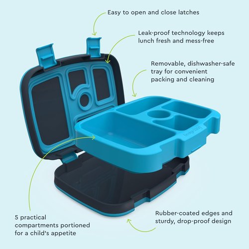 Bentgo Kids Prints Bento Lunch Box - Leak-Proof, 5-Compartment Design, Durable & Dishwasher Safe | Dinosaur