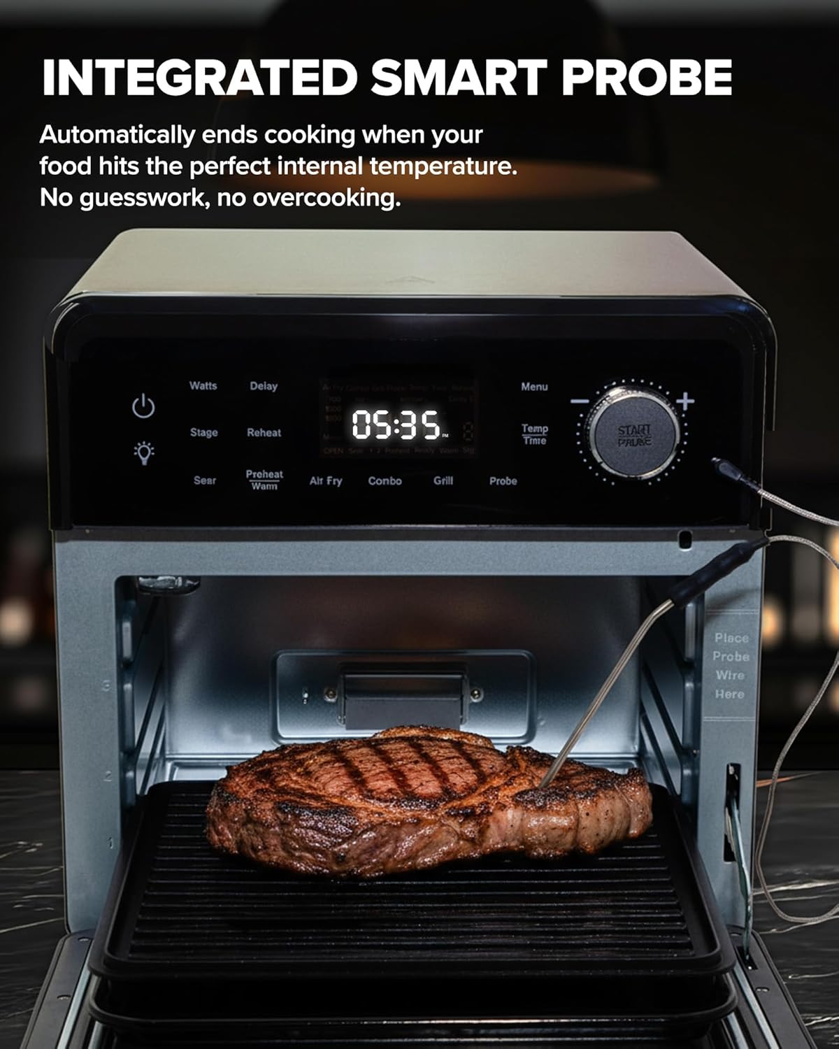 Nuwave Air Fryer Oven Combo - Even Heat & True Char Flavor | 150 Presets, Smart Probe, Stainless Steel