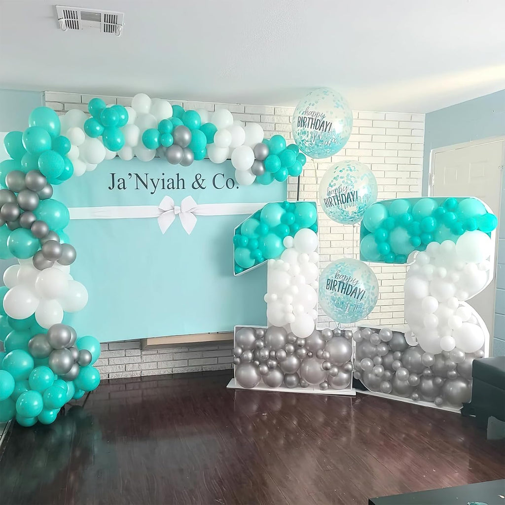 PartyWoo Teal Balloon Arch Kit - 152-Piece Set in 5, 10, 12 Inch Sizes | Perfect for Baby Showers & Graduations