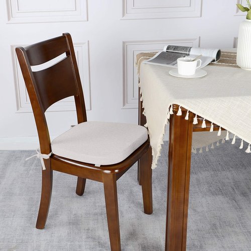 Shinnwa Kitchen Chair Cushions Set of 4, Dining Room Chairs Cushions with Ties, Indoor Seat Pads, 4 Pack, 15 x 15.5 inches, Off White