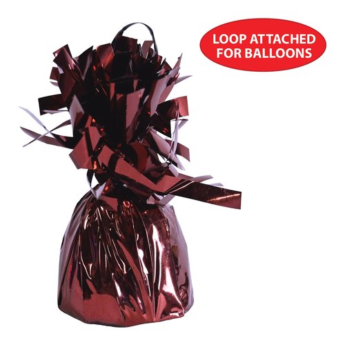 Beistle Metallic Wrapped Balloon Weights, Set of 6 Maroon Party Decorations with Loop, Centerpieces and Table Décor for Birthdays School Team Spirit Graduations Fall Celebrations and Events 6 oz