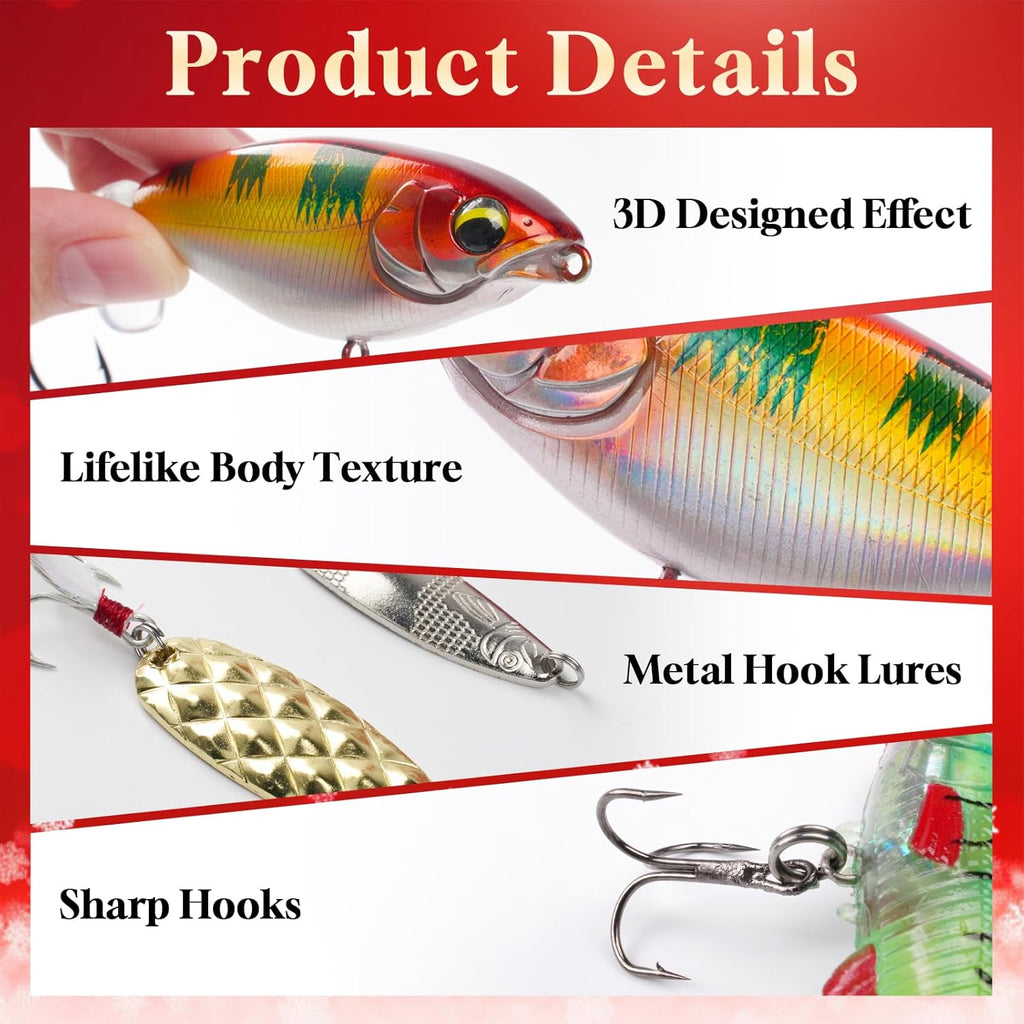 Advent Calendar 2025 Fishing Lure Set - Soft & Hard Lures for Freshwater & Saltwater | 24 Days of Fishing Surprises