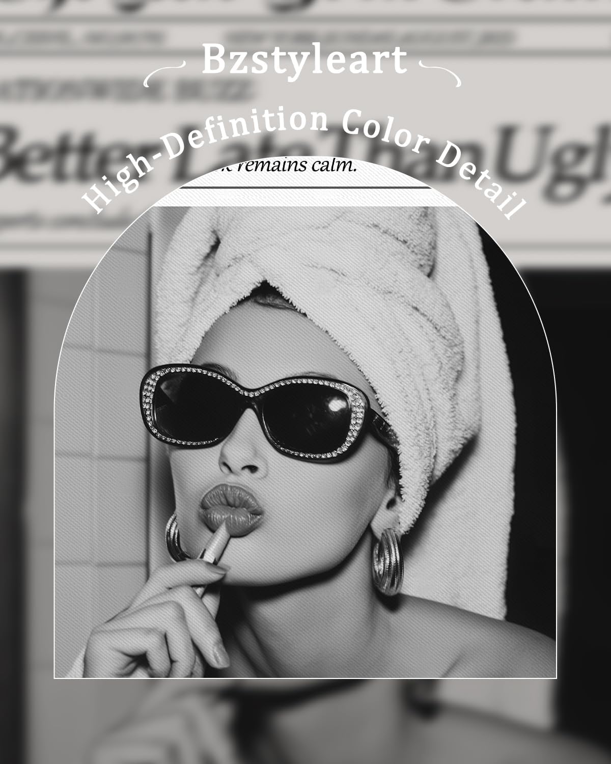 Bzstyleart Vintage Audrey Hepburn Wall Art - Trendy Metal Framed Canvas Print | 12x16 Inch Home Decor