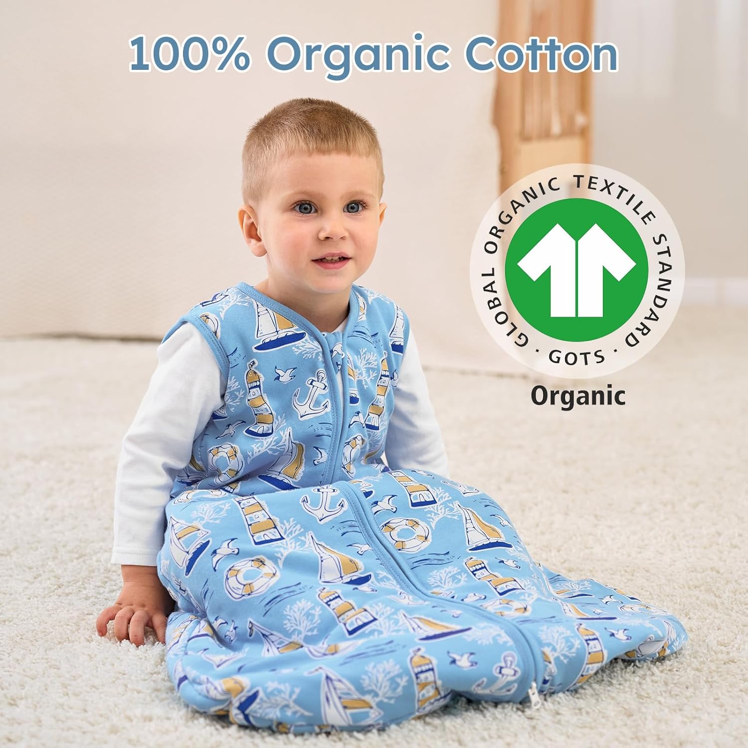Yoofoss Baby Sleep Sack | 1.5 Tog Wearable Blanket for Infants 0-6 Months | 100% Organic Cotton, Warm & Comfy