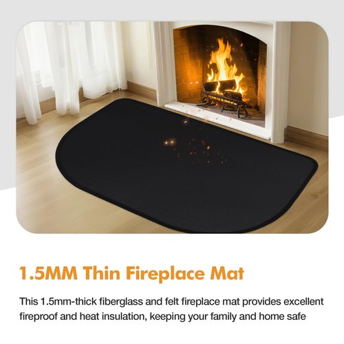 Fireplace Mat, 2' x 3'6'' x 0.06'' Fireplace Rugs Fire Resistant, Fiberglass and Non-Slip Bottom Hearth Rugs for Fireplaces Fire Resistant, Hearth Pads for Wood Stove Fireplace Indoor Outdoor, Black