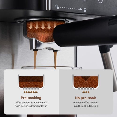 Olayks Espresso Machine 20 Bar, Professtional Espresso Coffee Maker with Milk Frother Steam Wand for Latte, Cappuccino, Espresso Maker with 1.8L Removable Water Tank, Gift for Dad or Mom