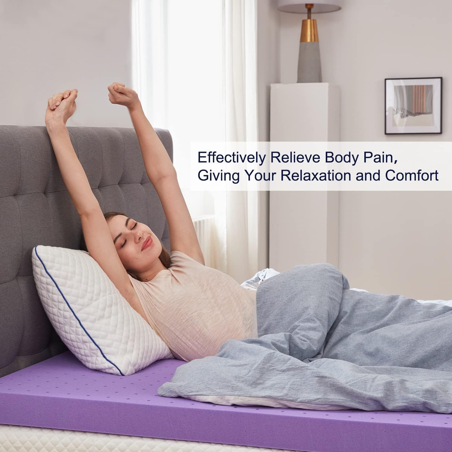 SINWEEK Gel Memory Foam Mattress Topper - Ventilated & Soft Pressure Relief | Queen Size, CertiPUR-US Certified
