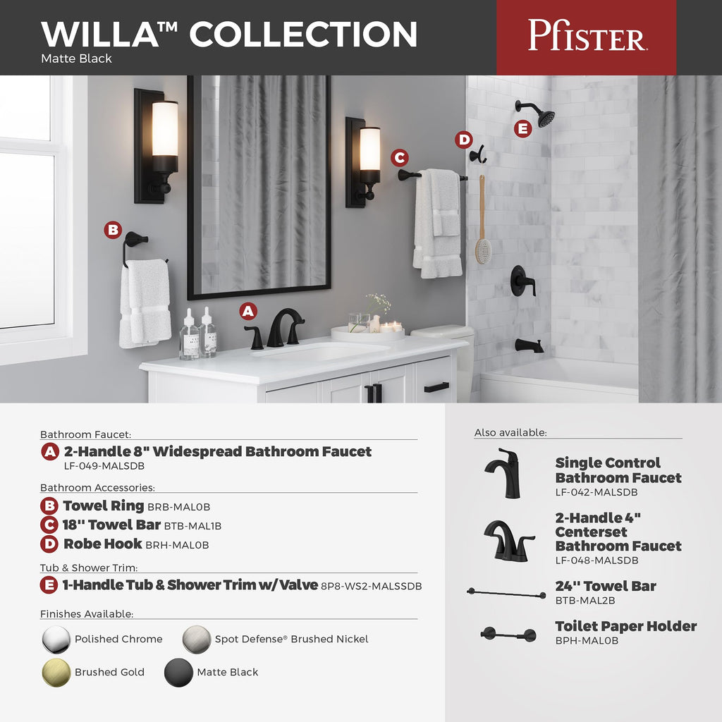 Pfister Willa Towel Ring, Hand Towel Holder for Bathroom, Wall-Mounted, Screw-in, Spot Defense Brushed Nickel Finish, BRBWLL0GS